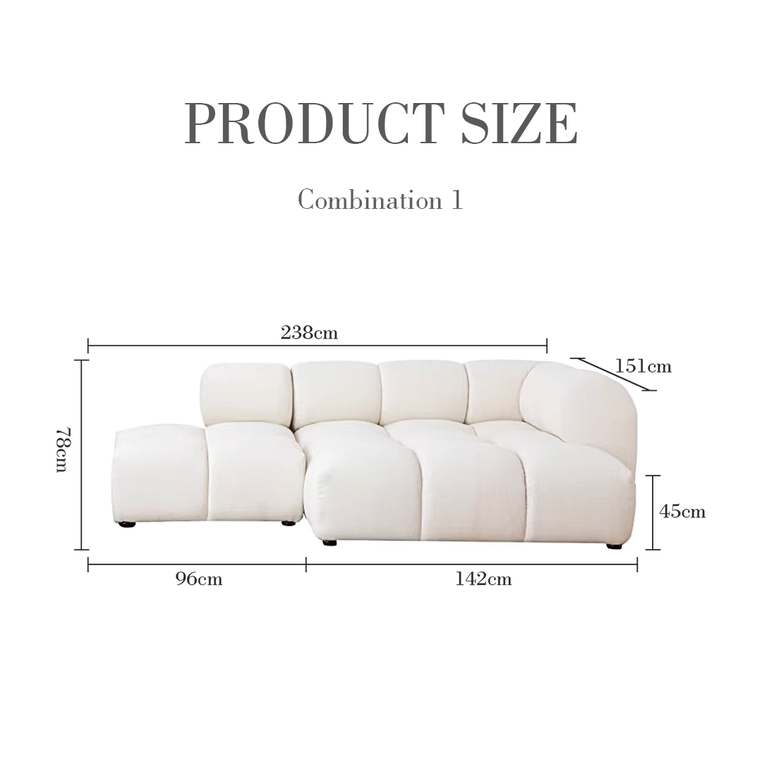 Lysander Velvet Module Three Seater Sofa, White-Weilai Concept