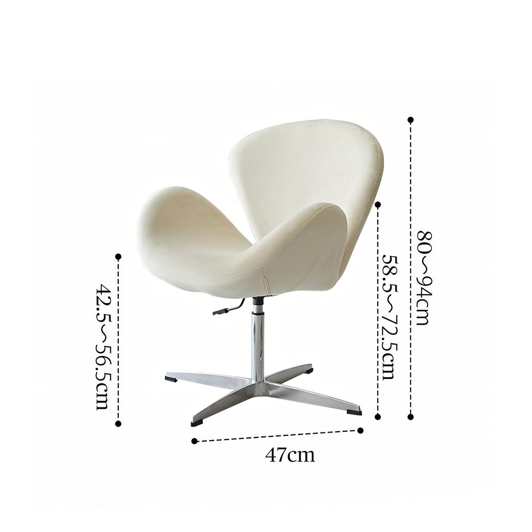 Tane Swivel, Stylish Office Chair, Cream Flannelette