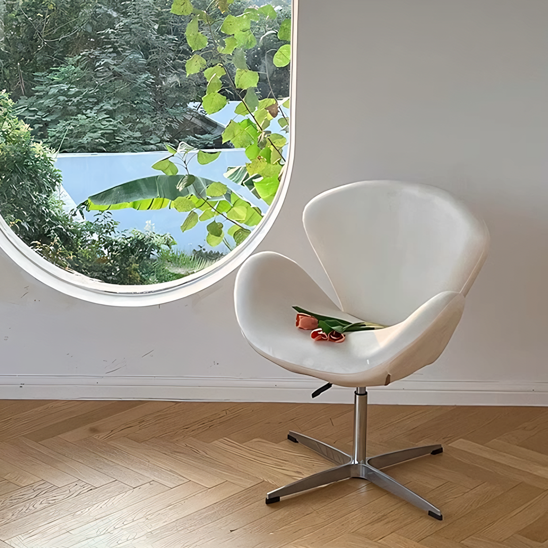 Tane Swivel, Stylish Office Chair, Cream Flannelette