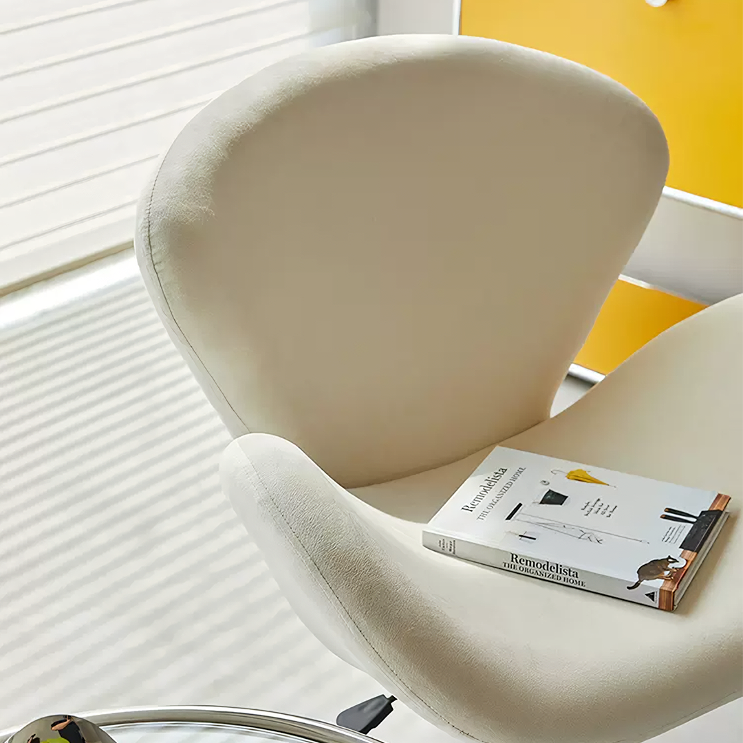 Tane Swivel, Stylish Office Chair, Cream Flannelette