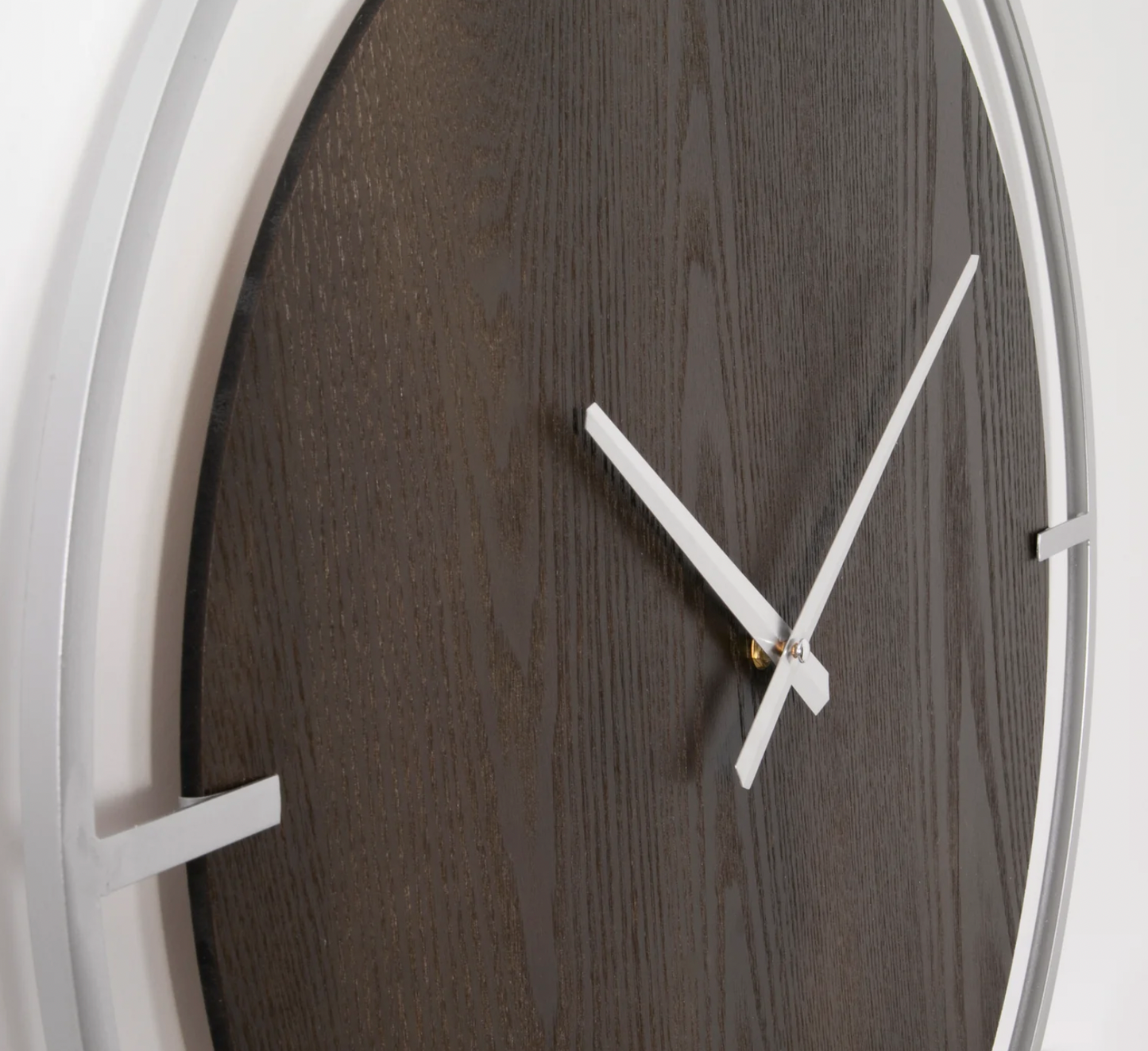 Native Minimalist Wood & Silver Wall Clock
