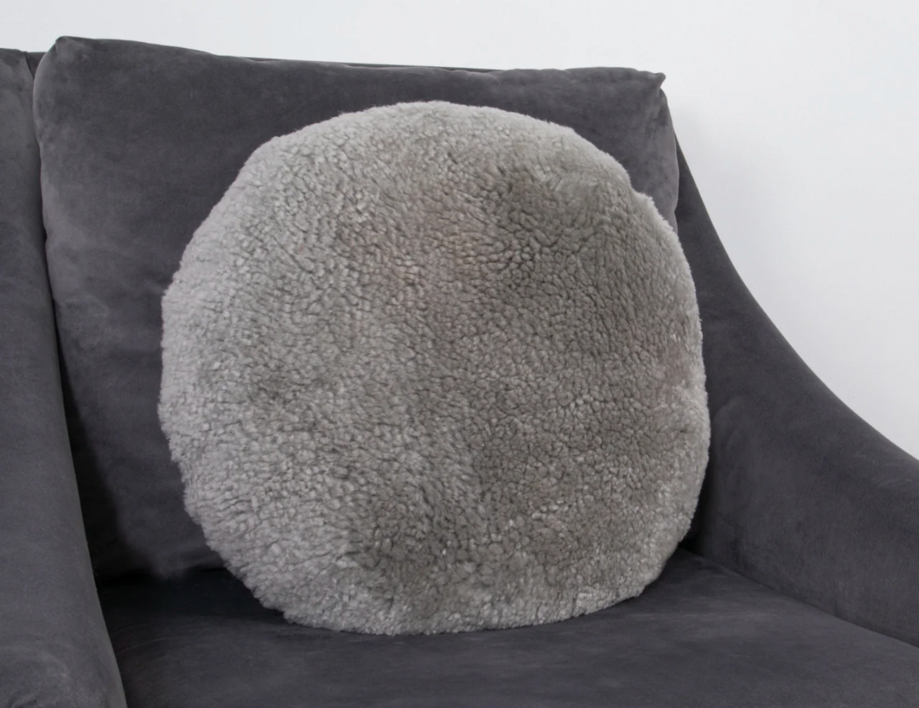 Native Grey Short Pile Sheepskin Cushion
