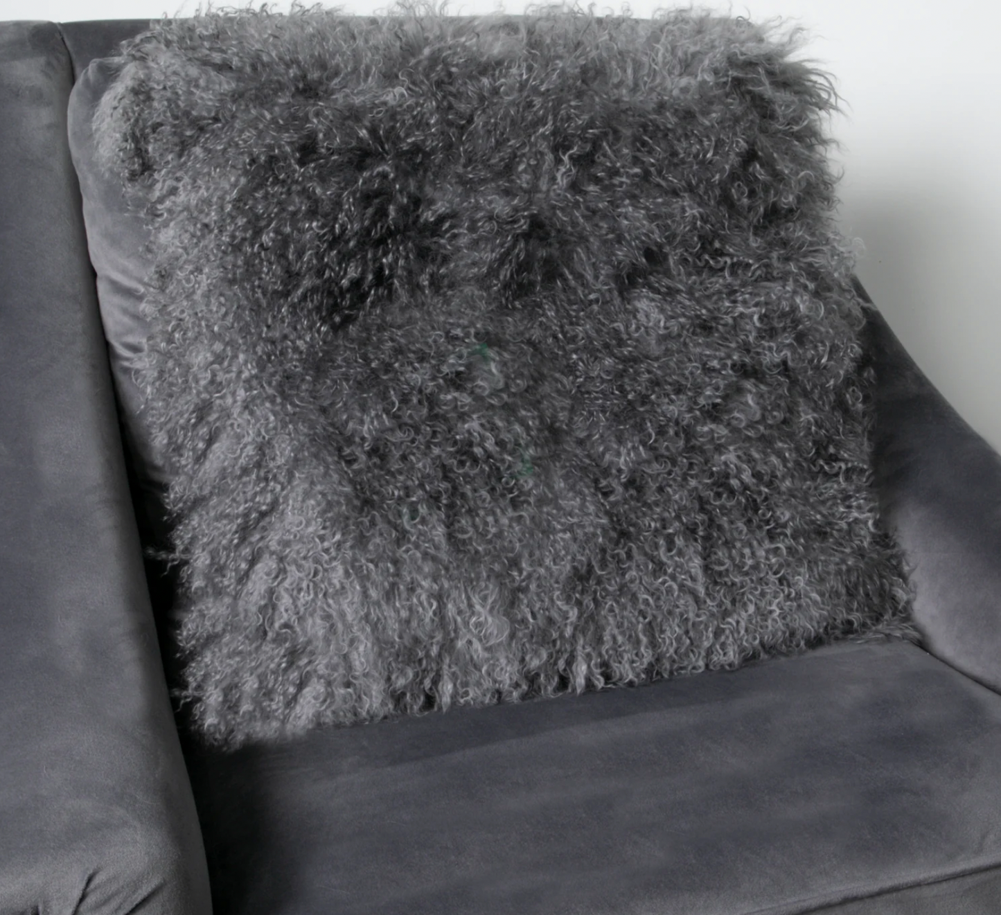 Native Grey Curly Sheepskin Cushion 45x45cm