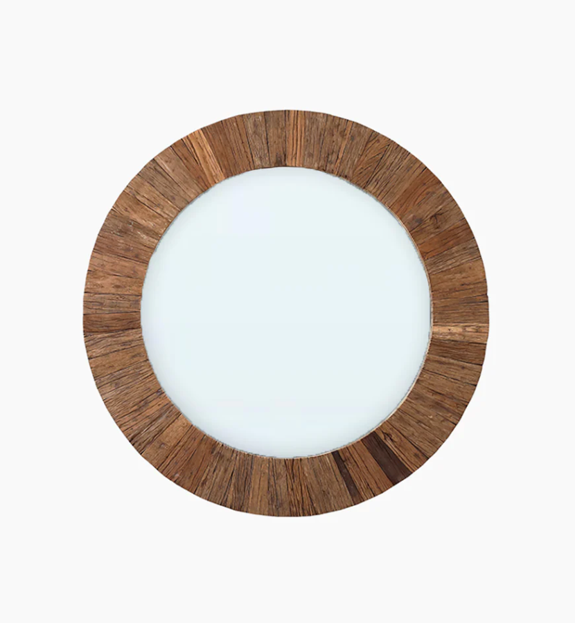 Ruh Round Reclaimed Wood Mirror