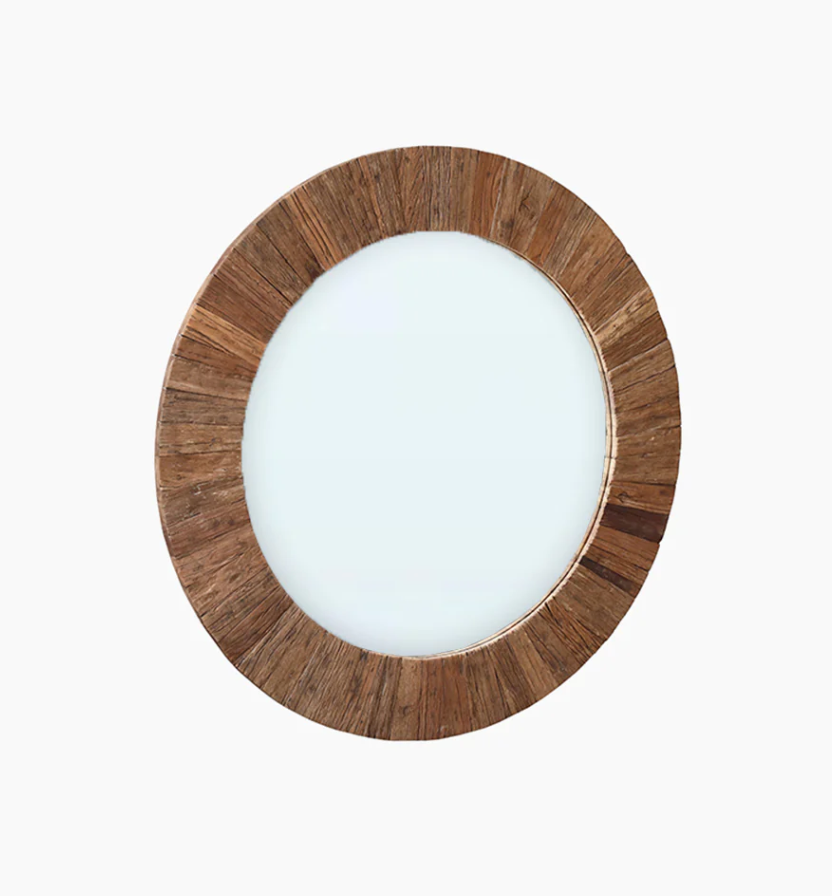 Ruh Round Reclaimed Wood Mirror