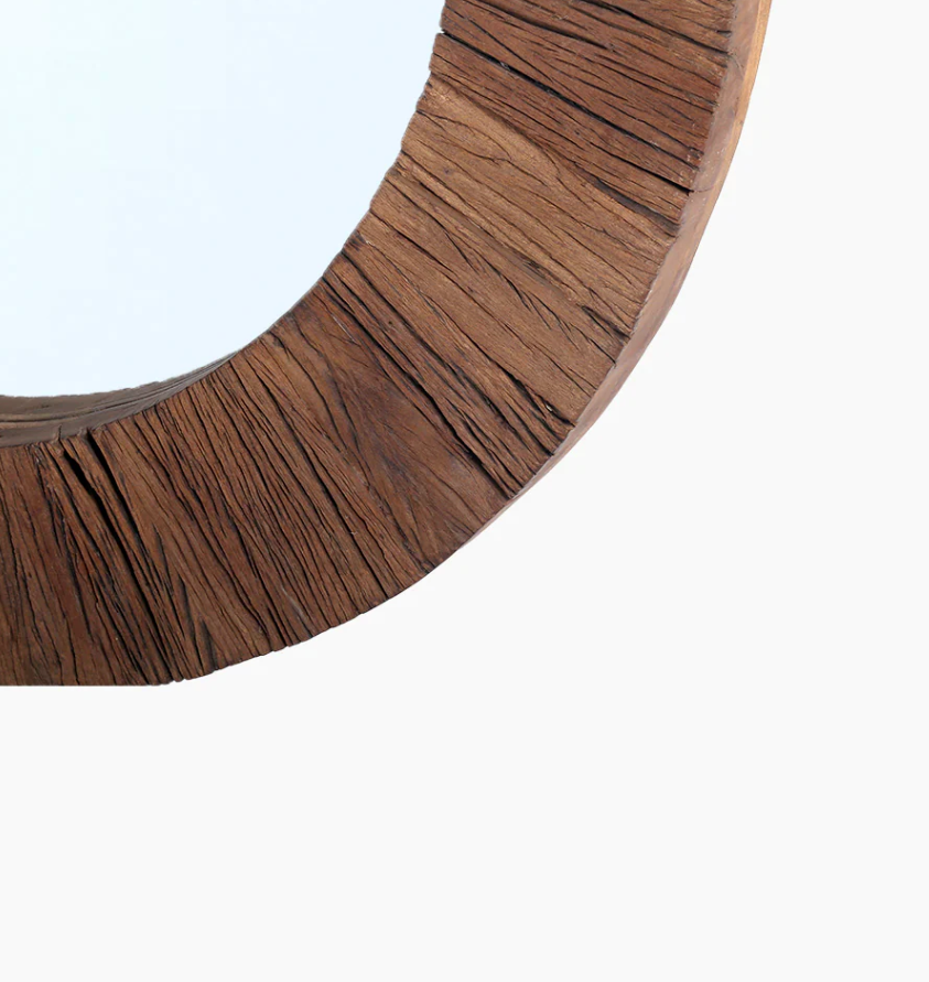 Ruh Round Reclaimed Wood Mirror