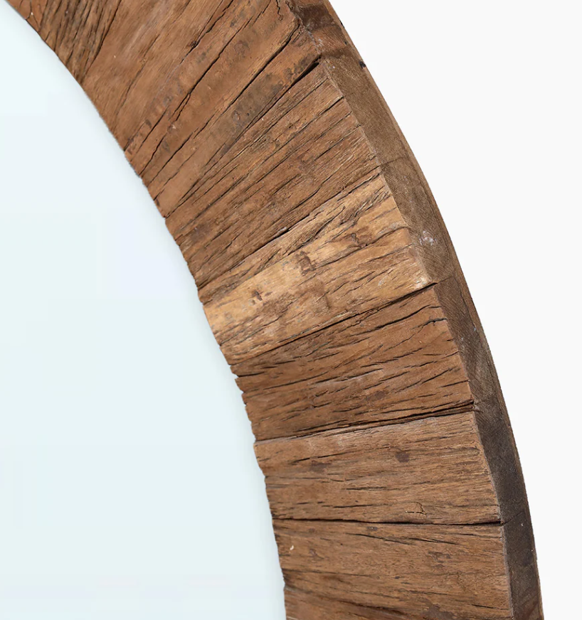 Ruh Round Reclaimed Wood Mirror