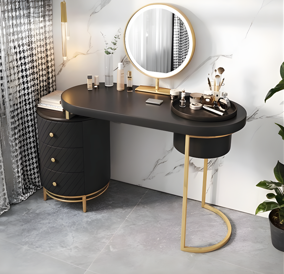 Tandy Dressing Table With LED Mirror, White, Makeup Vanity