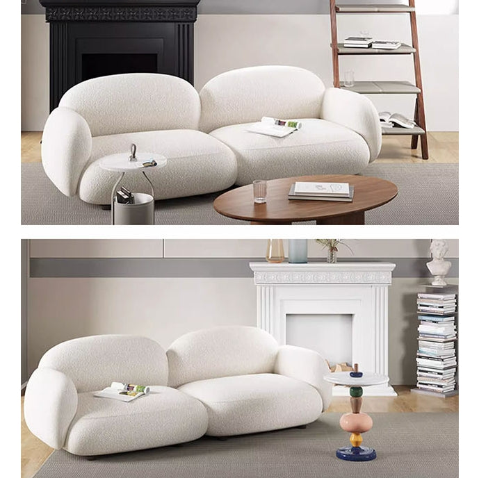 Caden Cloud Two Seater Sofa, White Boucle