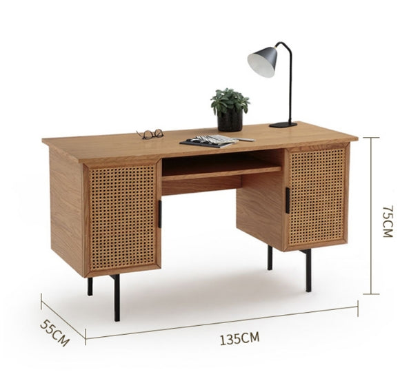 Lindy Rattan Office Desk, Oak-Weilai Concept