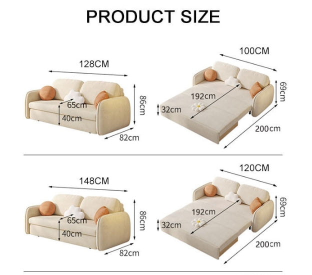 Lunana Two Seater Sofa Bed With Drawer-Weilai Concept