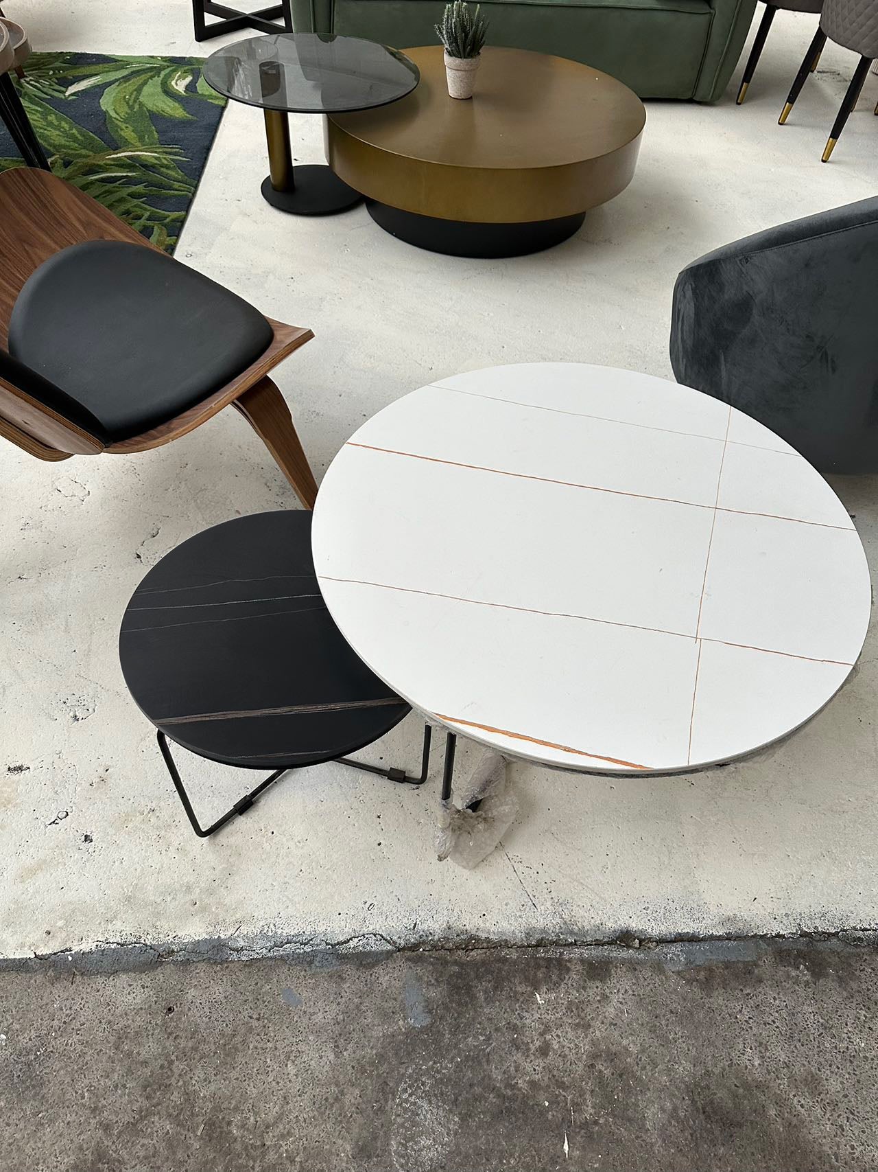 Iver Stone Round Nesting Coffee Table Set For Clearance