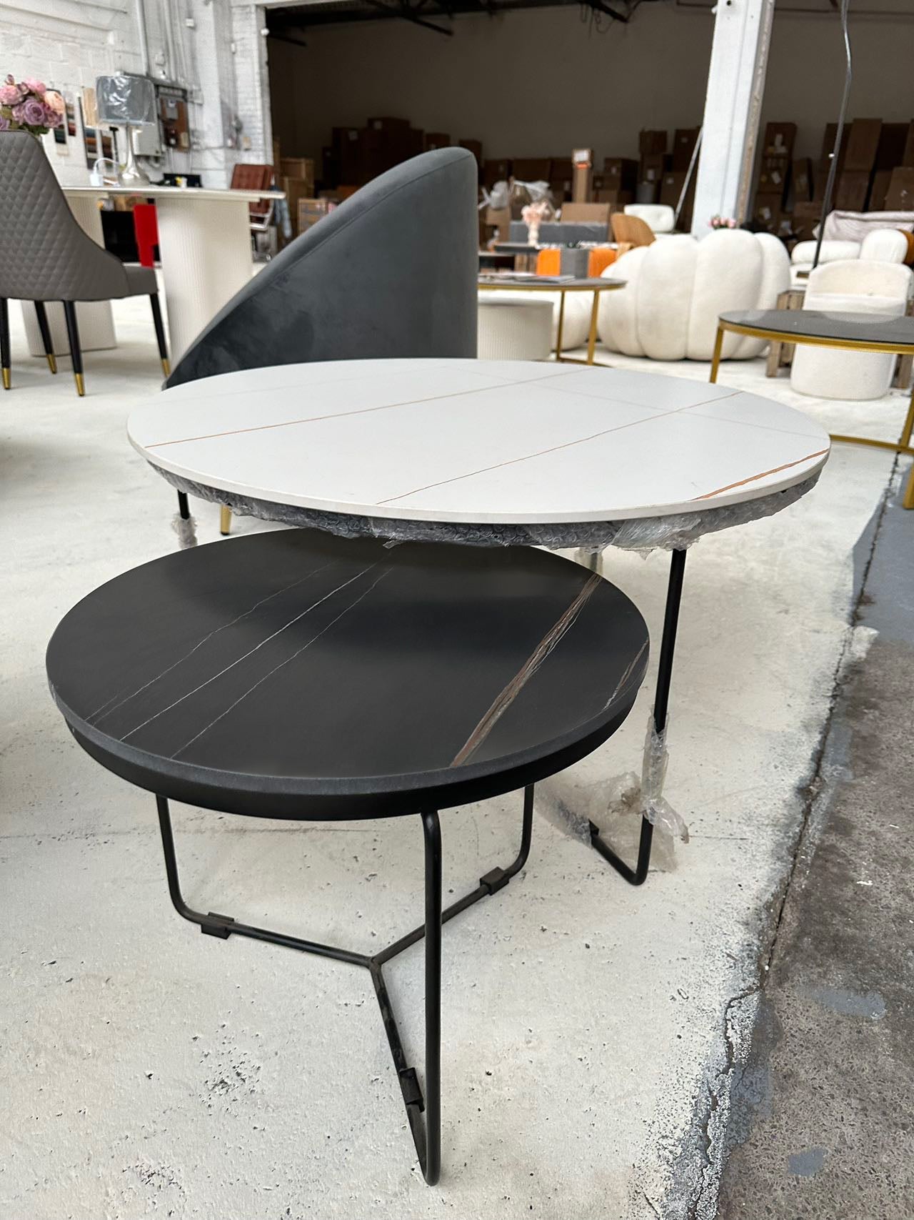 Iver Stone Round Nesting Coffee Table Set For Clearance