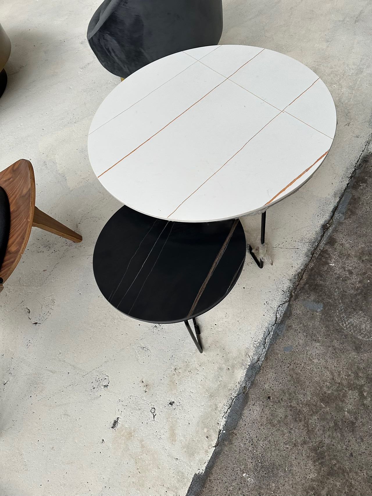 Iver Stone Round Nesting Coffee Table Set For Clearance