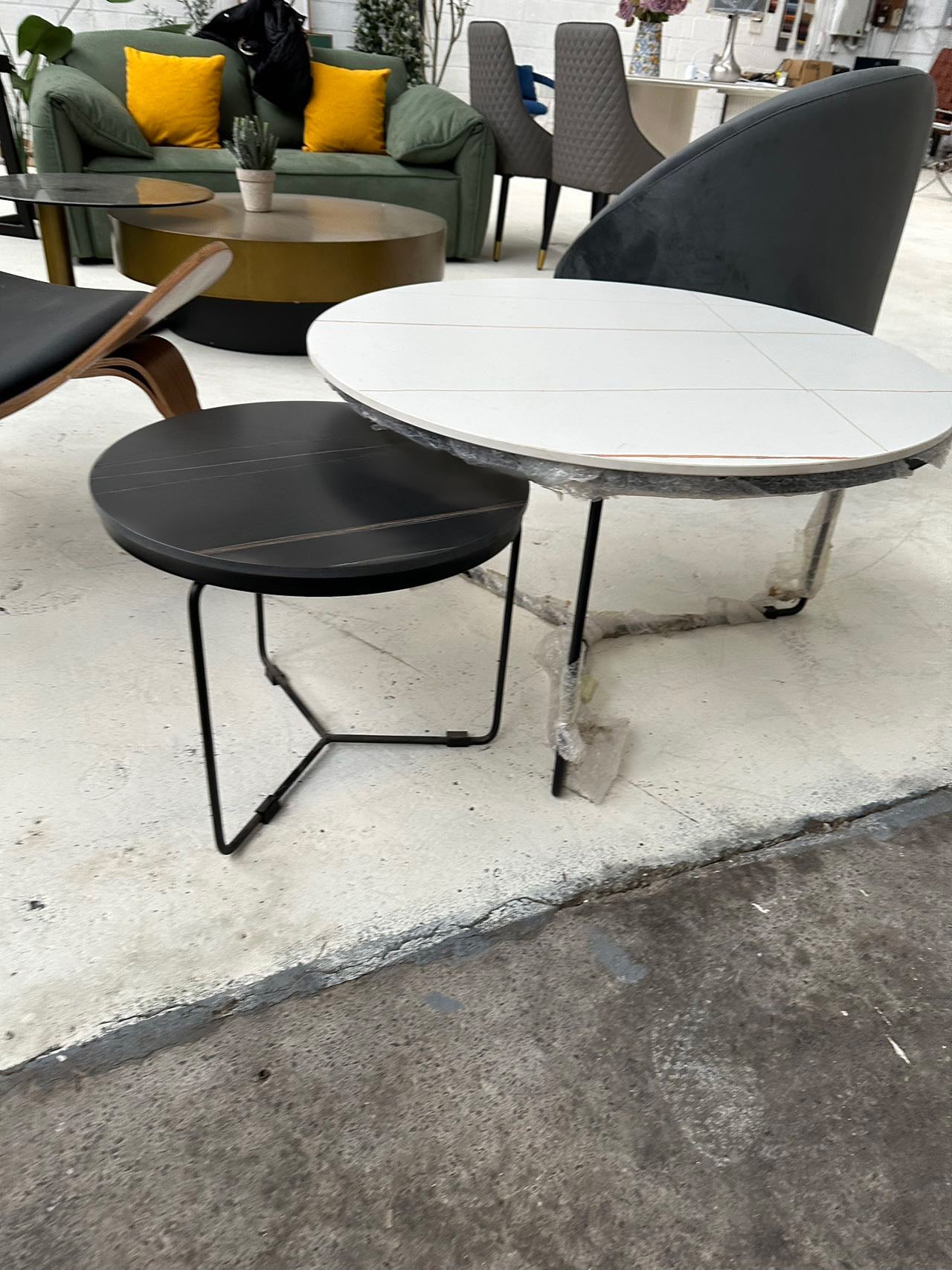 Iver Stone Round Nesting Coffee Table Set For Clearance