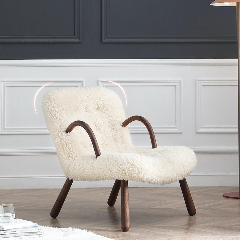 Philip Arc Sheepskin Armchair And Ottoman, White Wool | Weilai Concept