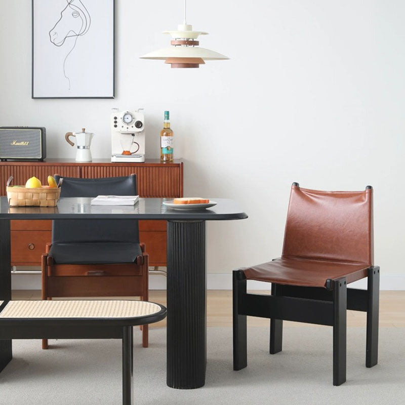 Lynette Dining Chair, PU Leather, Solid Wood-Weilai Concept