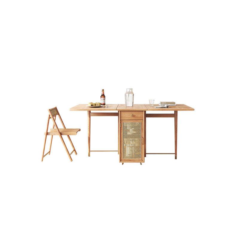 Nydia Foldable Dining Table Set, With Storage and Rattan Design, Wood | Weilai Concept