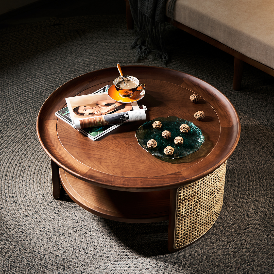 Bakula Wood Coffee Table, Rattan-Weilai Concept