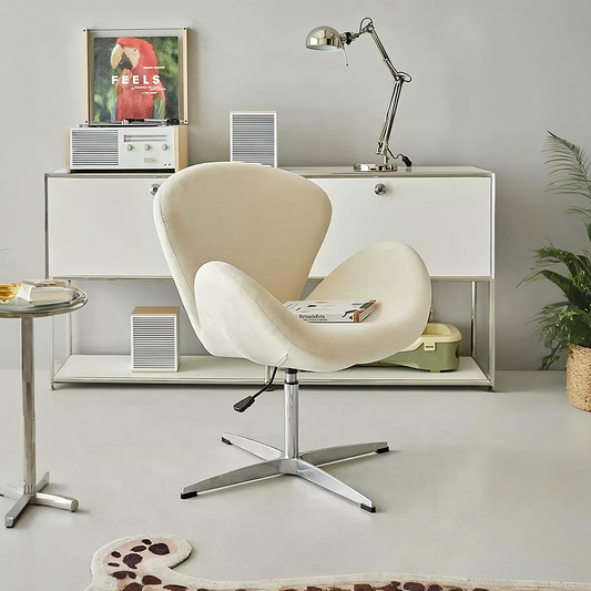 Tane Swivel, Stylish Office Chair, Cream Flannelette