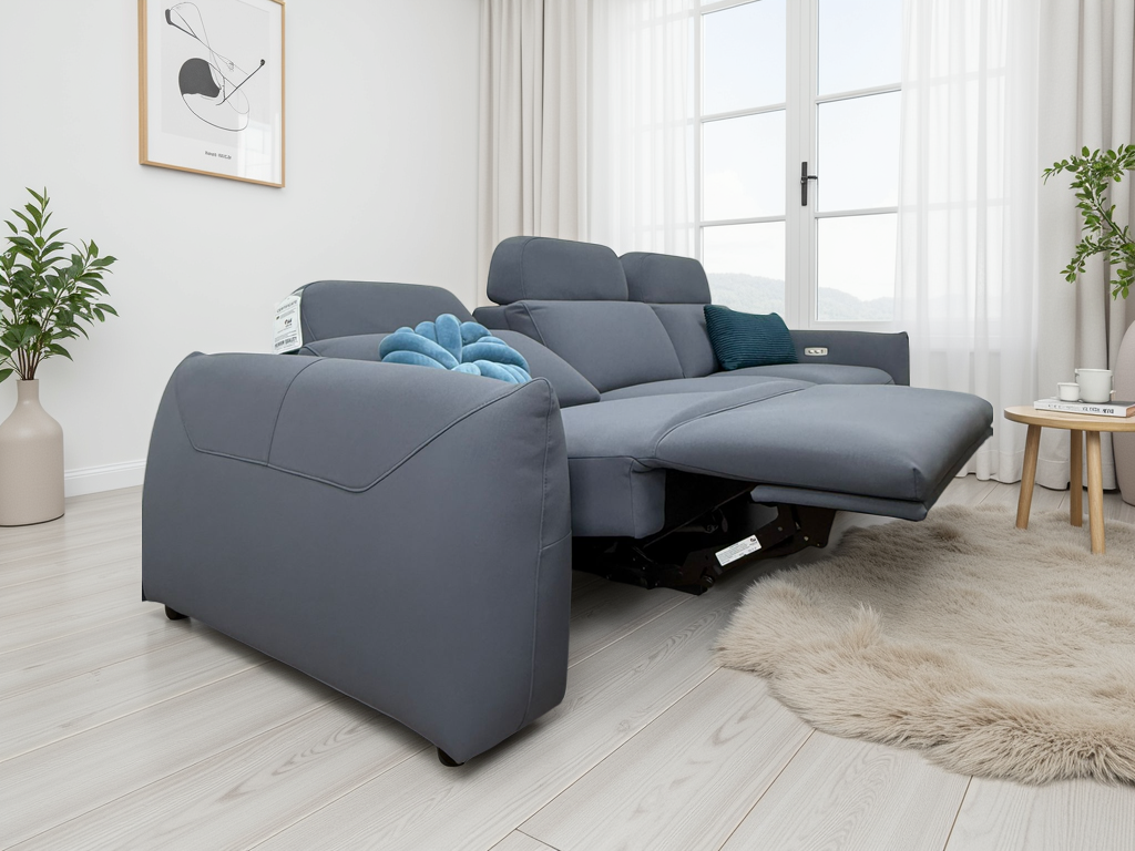 Primrose Electric Recliner Sofa Grey 3 Seater