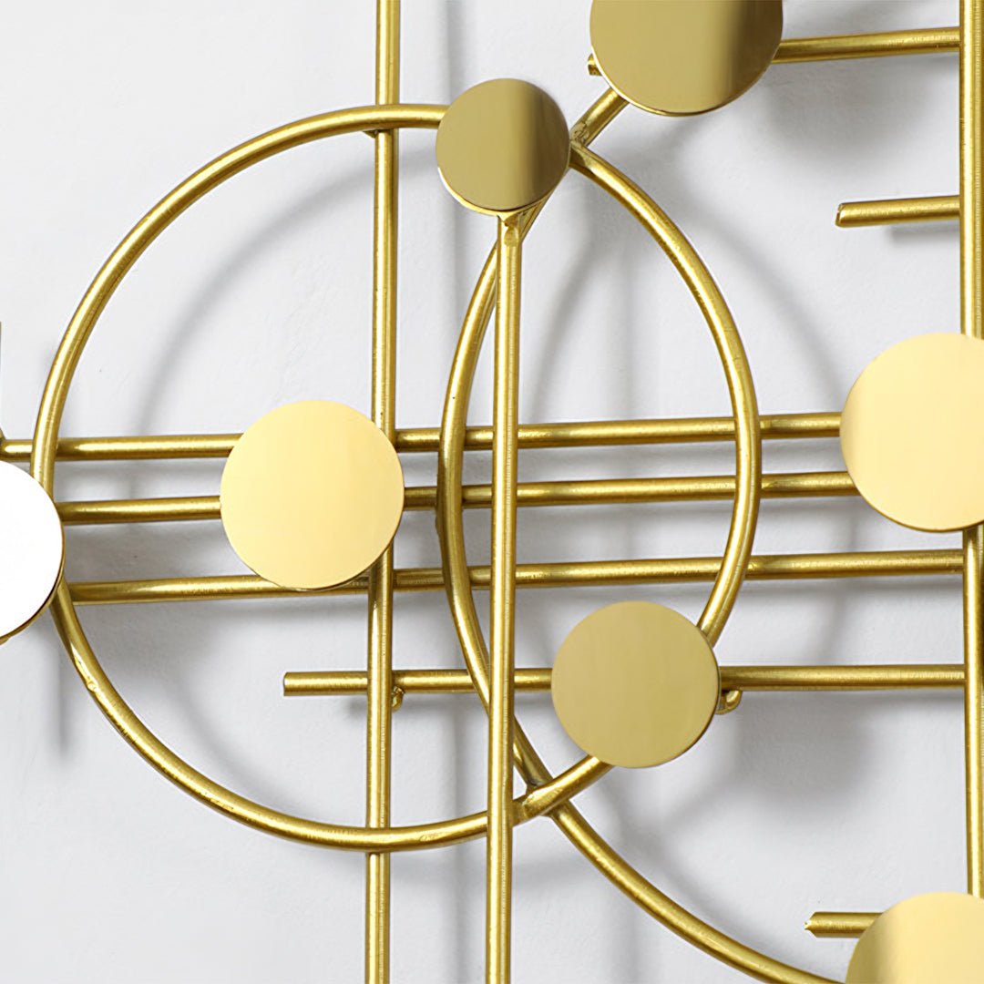 Cohen Art Deco Gold Wall Clock, Silent Clock, Horizontal Or Vertical