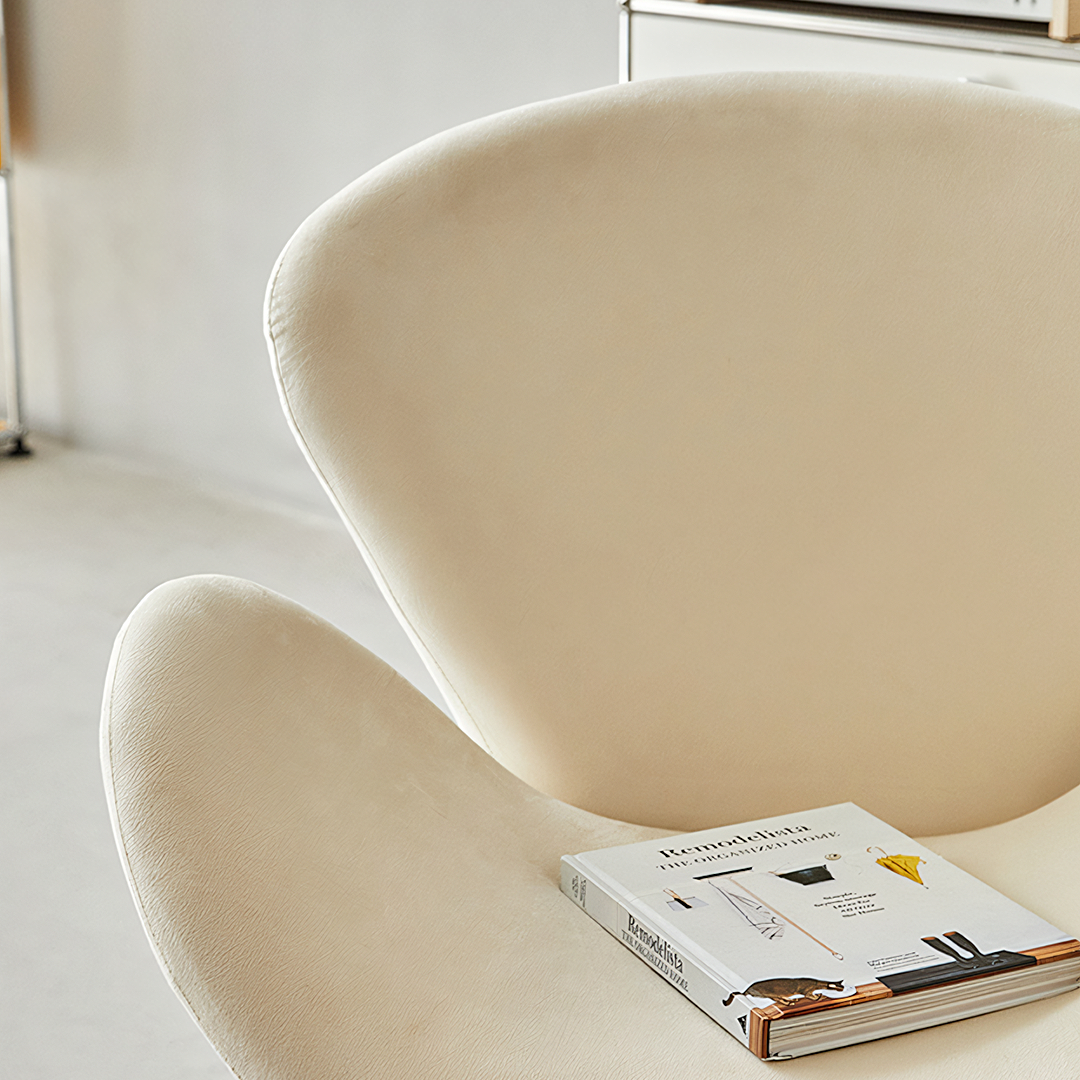 Tane Swivel, Stylish Office Chair, Cream Flannelette