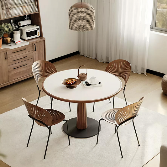 Anderson Small Round Dining Table Set, Sintered Stone & Solid Wood