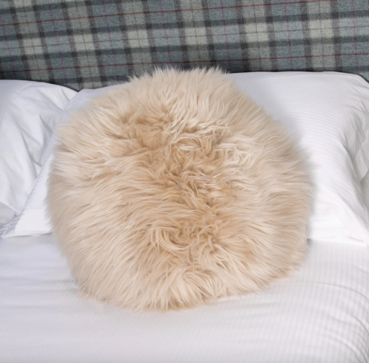 Native Beige Round Sheepskin Cushion