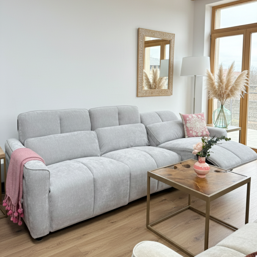Soho Electric Recliner Sofa Grey 3 Seater