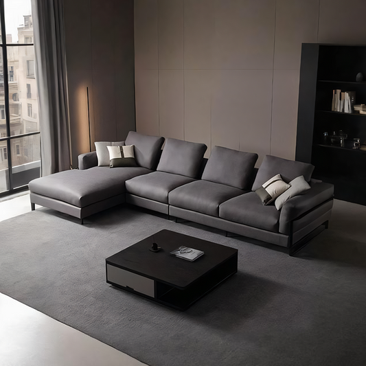 H92 Grey Four Seater Corner Sofa, Leathaire, Multiple Color