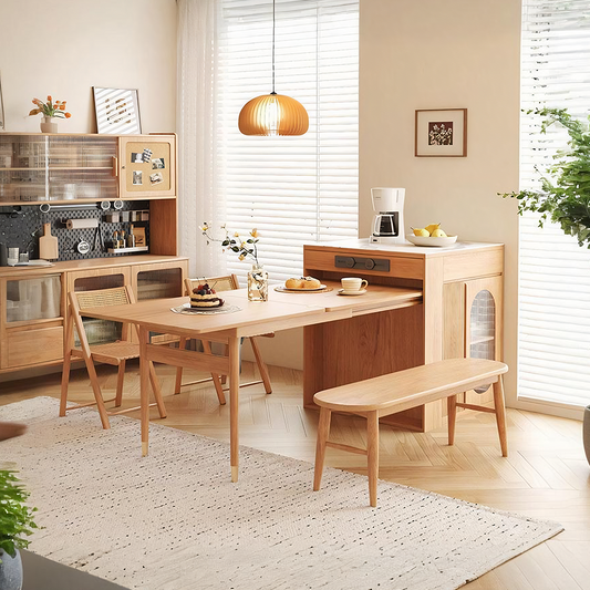Kacey Extendable Dining Table Set, Storage, Solid Wood