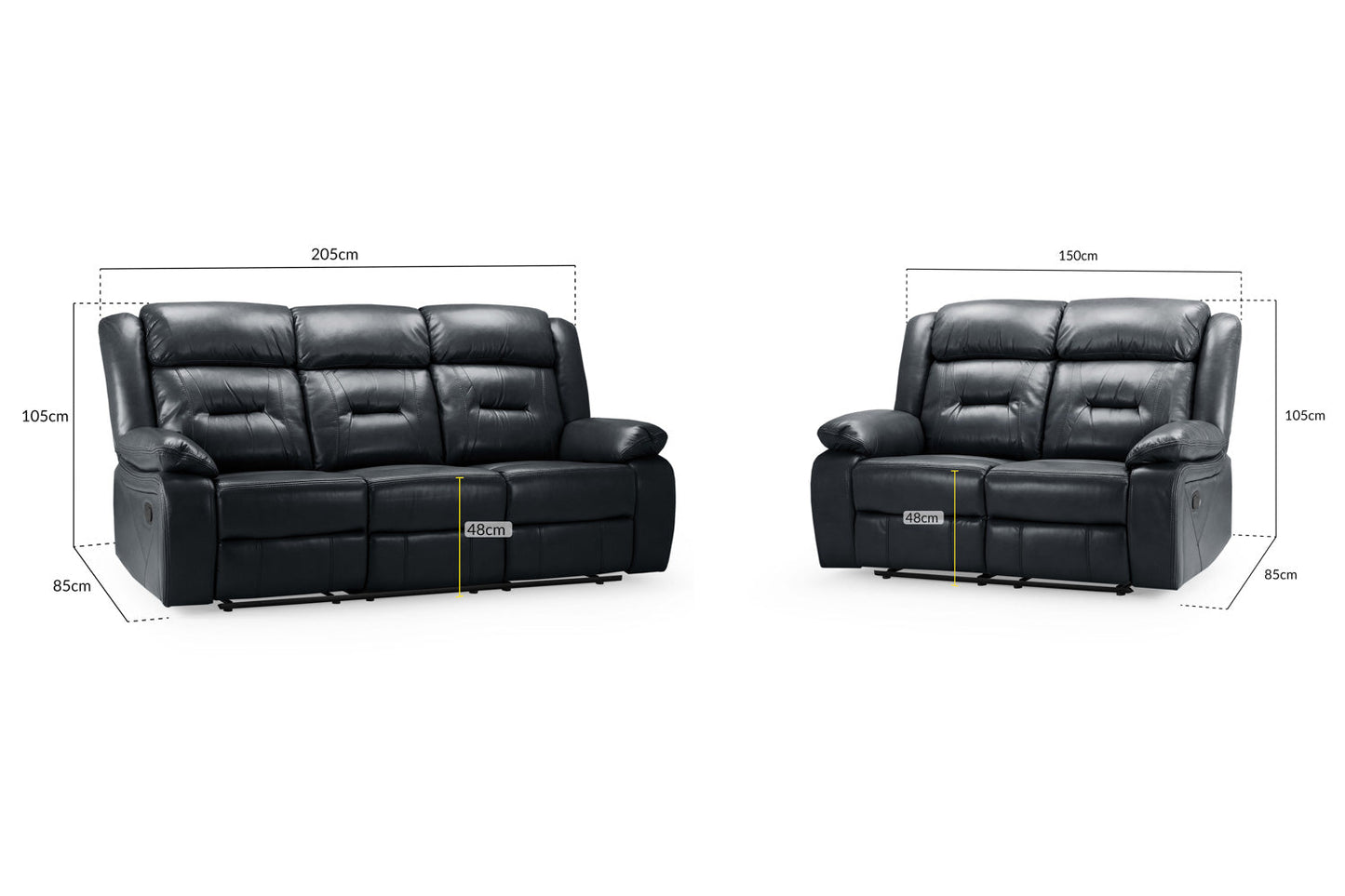 Novie Recliner Sofa Black 3+2 Set