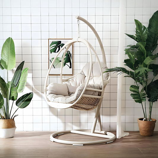 SU1240 Hammock Swing Chair, Indoor/ Outdoor Furniture, White Rattan