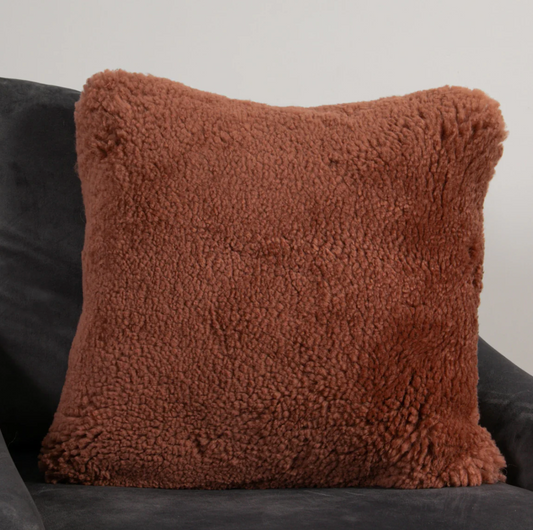 Native Coral Short Pile Sheepskin Cushion