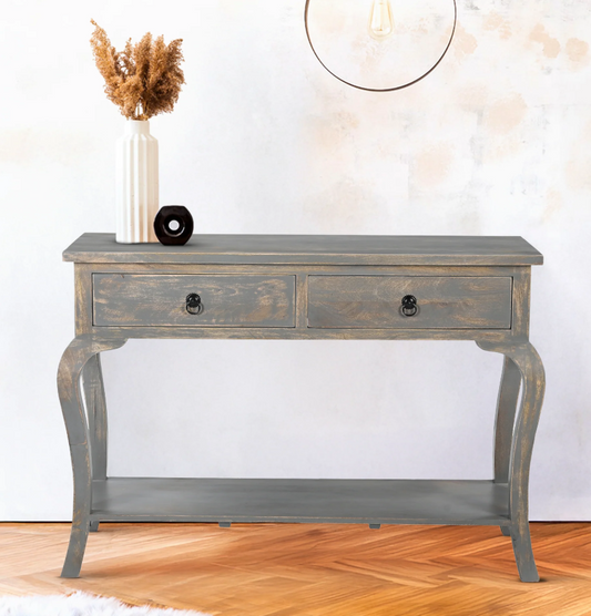 Sally Cottage Style Two Drawer Wooden Console Table