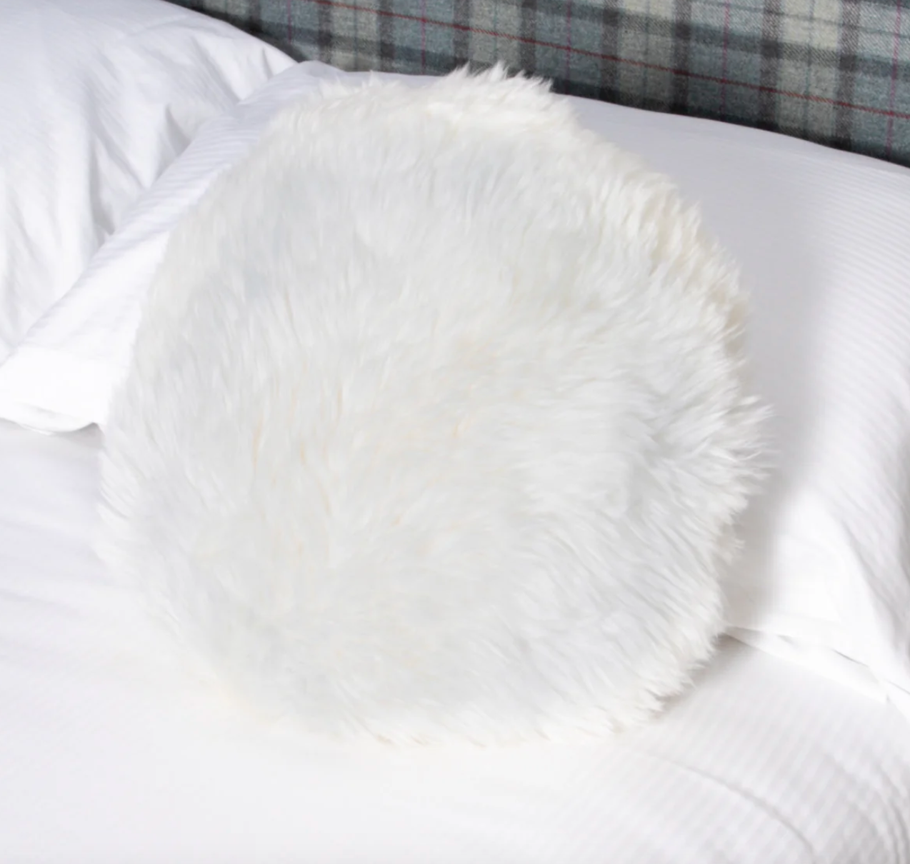 Native Beige Round Sheepskin Cushion