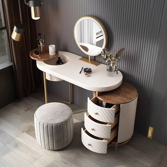 Tandy Dressing Table With LED Mirror, White,  Makeup Vanity
