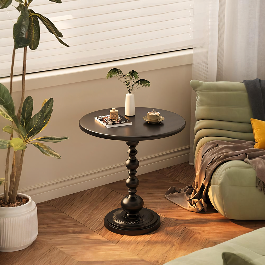 Xanthe Small Round Side Table, Black or White